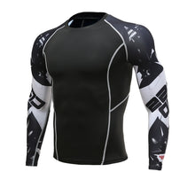 Load image into Gallery viewer, Mens Fitness Long Sleeve Rashguard T Shirt Bodybuilding Tight Compression Shirt Elastic Gym Sports Running Tops Cycling Clothing