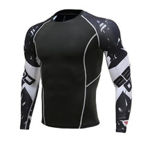 Load image into Gallery viewer, Mens Fitness Long Sleeve Rashguard T Shirt Bodybuilding Tight Compression Shirt Elastic Gym Sports Running Tops Cycling Clothing