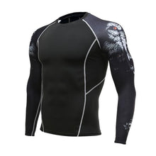 Load image into Gallery viewer, Mens Fitness Long Sleeve Rashguard T Shirt Bodybuilding Tight Compression Shirt Elastic Gym Sports Running Tops Cycling Clothing