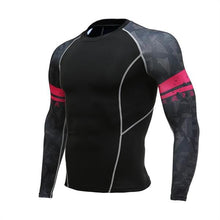 Load image into Gallery viewer, Mens Fitness Long Sleeve Rashguard T Shirt Bodybuilding Tight Compression Shirt Elastic Gym Sports Running Tops Cycling Clothing