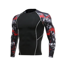 Load image into Gallery viewer, Mens Fitness Long Sleeve Rashguard T Shirt Bodybuilding Tight Compression Shirt Elastic Gym Sports Running Tops Cycling Clothing
