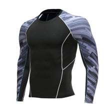 Load image into Gallery viewer, Mens Fitness Long Sleeve Rashguard T Shirt Bodybuilding Tight Compression Shirt Elastic Gym Sports Running Tops Cycling Clothing