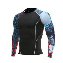 Load image into Gallery viewer, Mens Fitness Long Sleeve Rashguard T Shirt Bodybuilding Tight Compression Shirt Elastic Gym Sports Running Tops Cycling Clothing